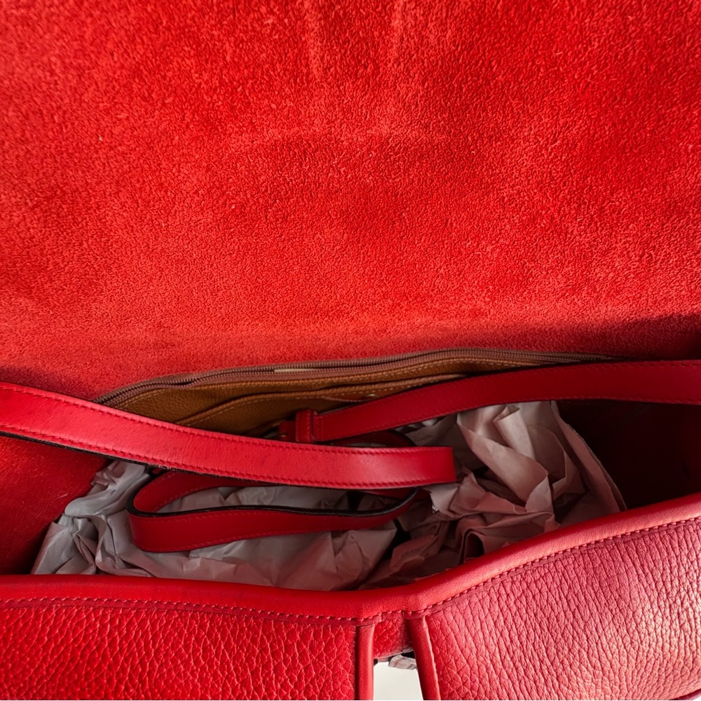 Dooney & Bourke awl Red Leather Outback Double Pocket Messenger Bag Large P36 - Picture 8 of 16